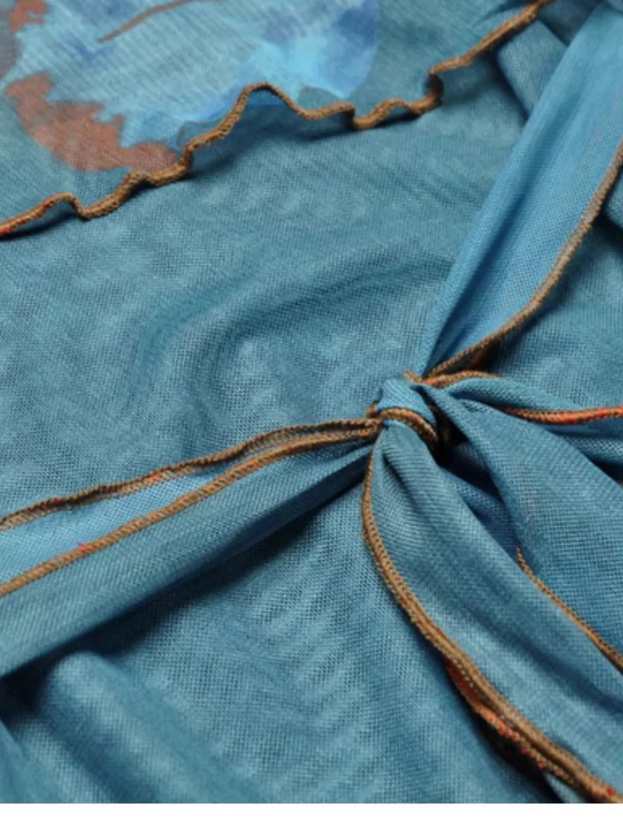 Vgh сетчатое платье на шнуровке с принтом для женщин - Фотография_6