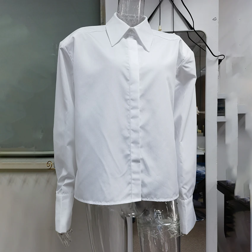 Linad, осенняя элегантная белая рубашка с пышными рукавами - Фотография_5
