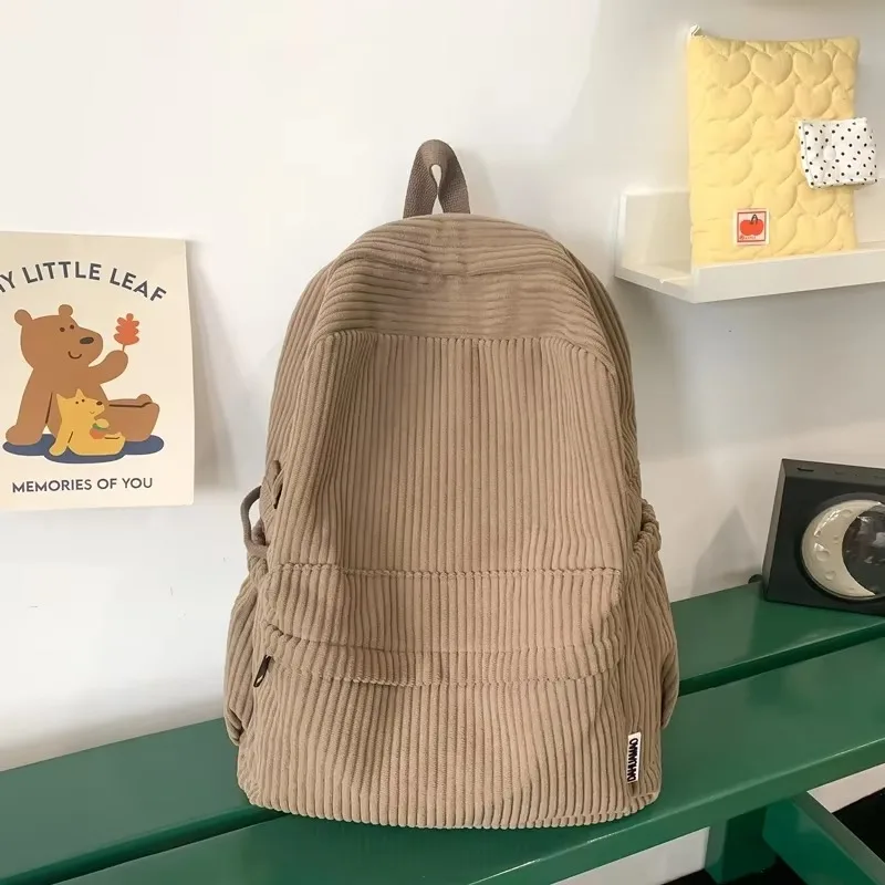 Вельветовые повседневные школьные сумки с мягкими швейными нитками