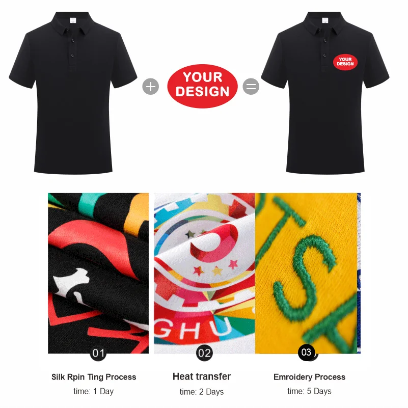 Летняя рубашка-поло из чистого хлопка с логотипом на заказ и вышивкой - Фотография_5