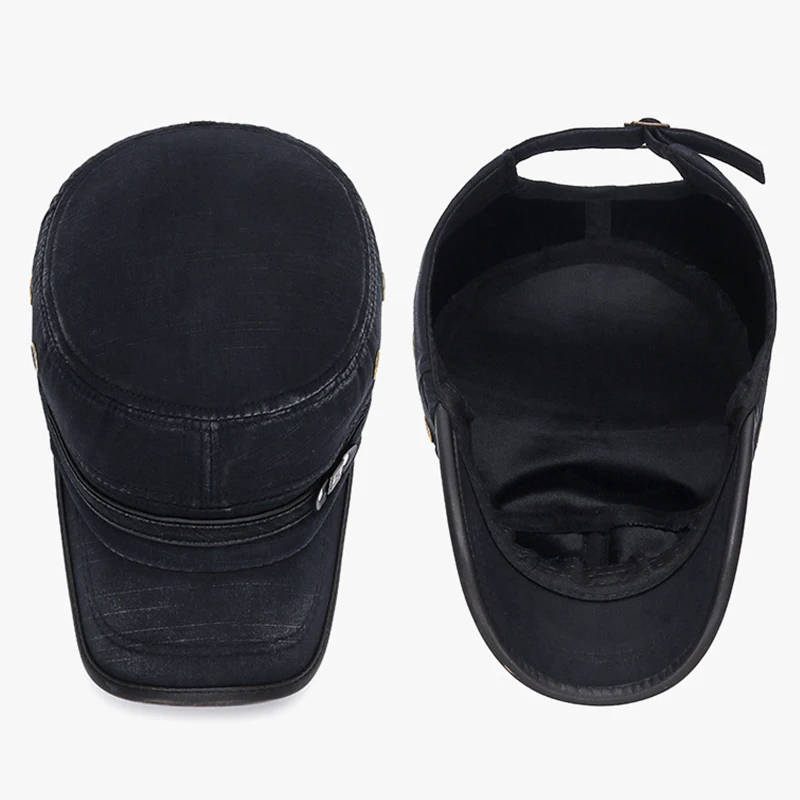 Винтажная армейская военная шапка из мытого хлопка - Фотография_5