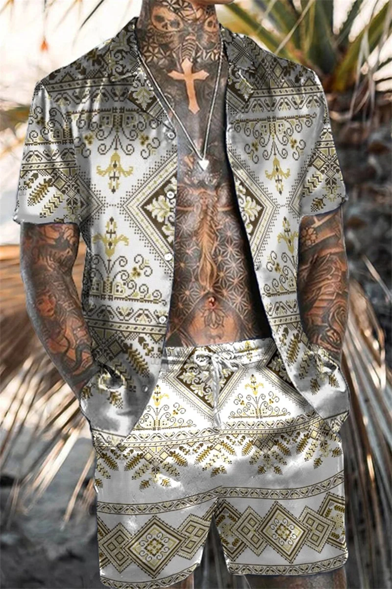 Рубашка в ретро этническом стиле с принтом - Фотография_2