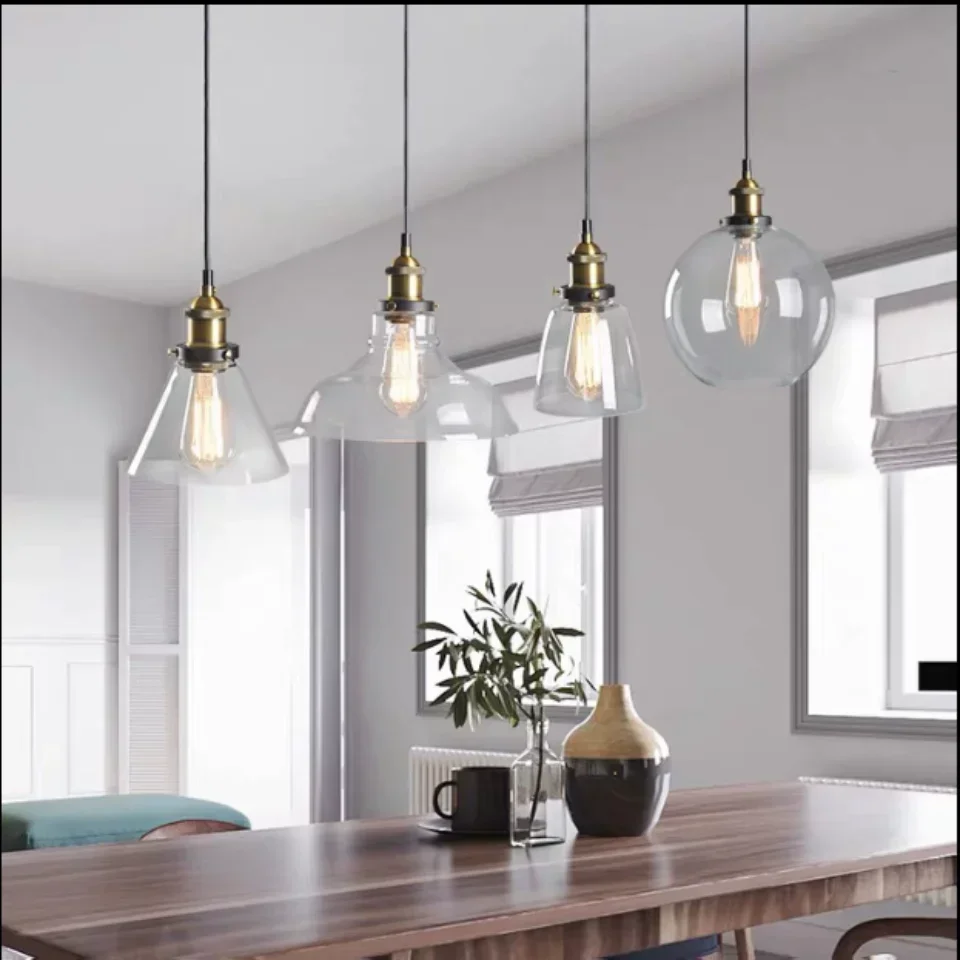 Стеклянная подвесная лампа в скандинавском ретро-стиле - Фотография_3