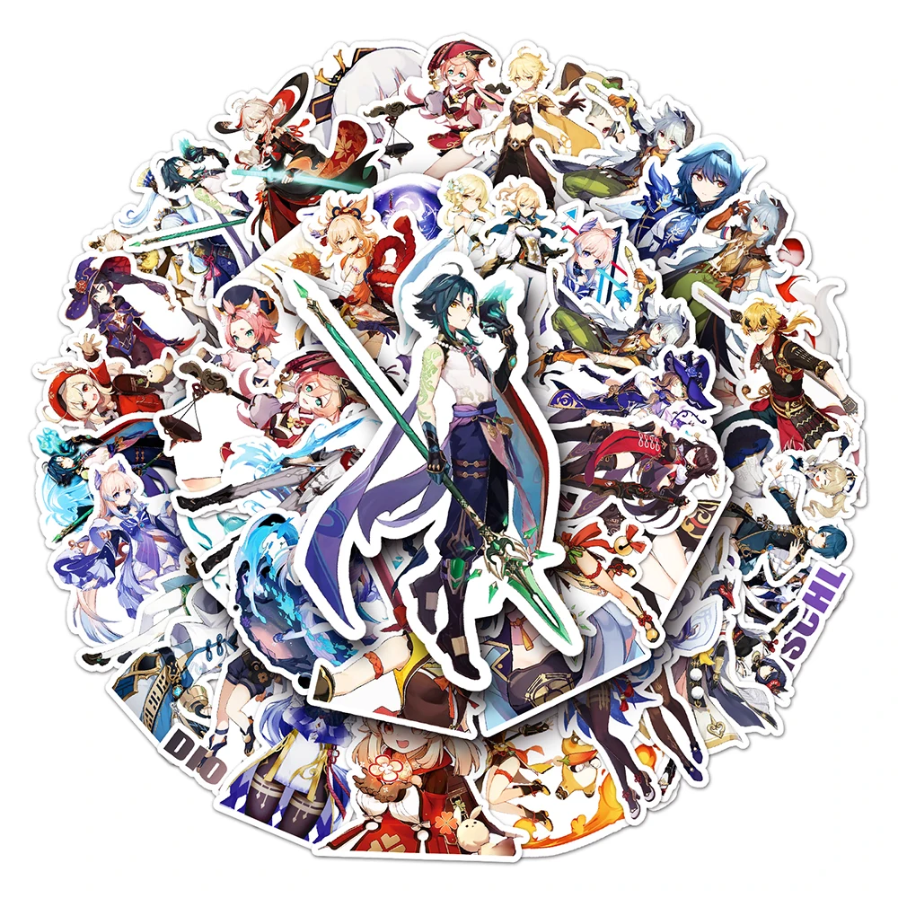 Ударопрочные наклейки геншин мультяшное украшение - Фотография_4