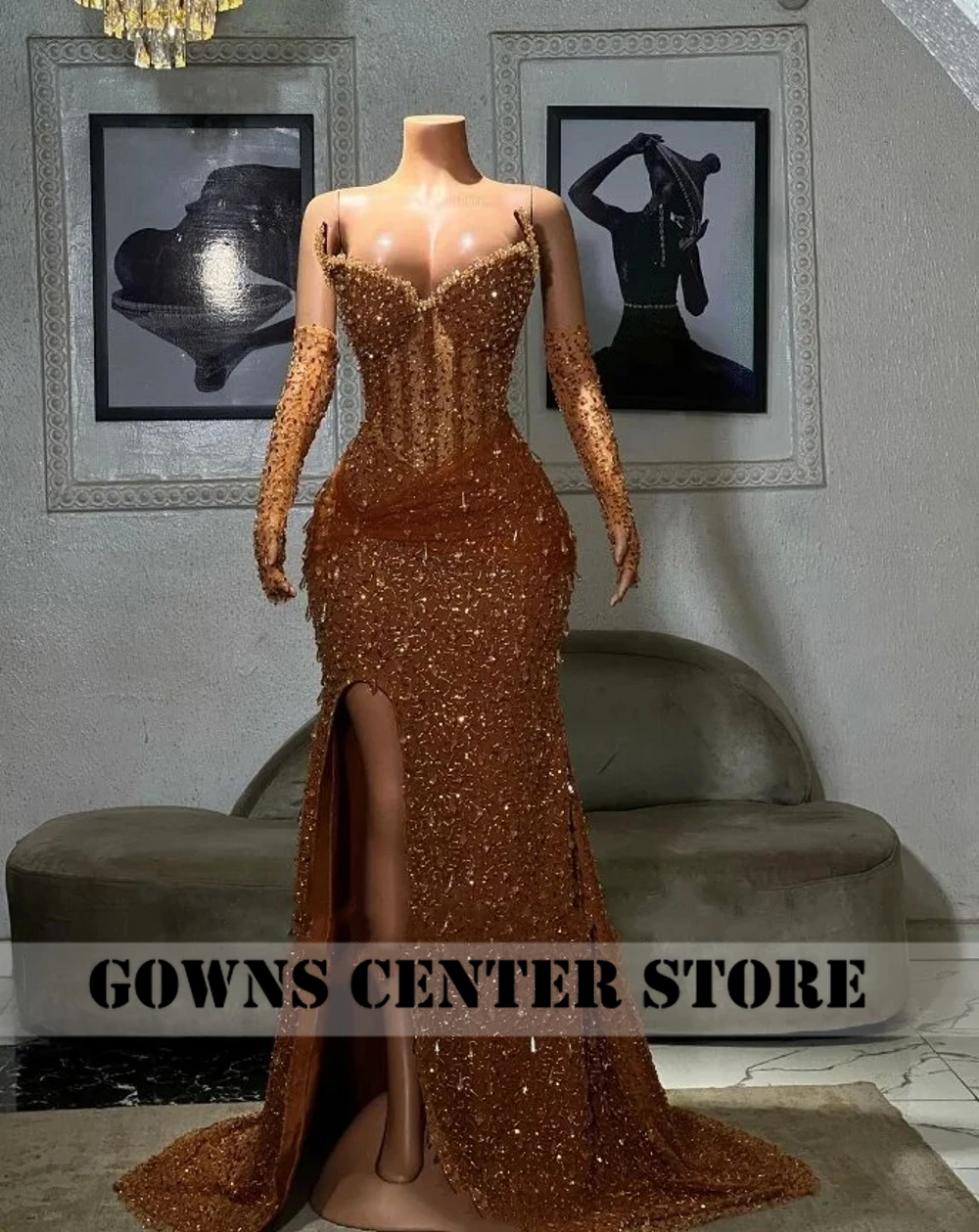 Aso ebi стильное золотистое искусственное - Фотография_4