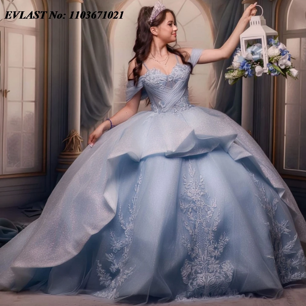Evlast индивидуальное небесно-голубое платье quinceanera