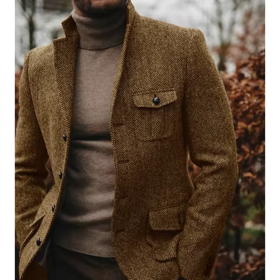 Мужской пиджак с узором «елочка»