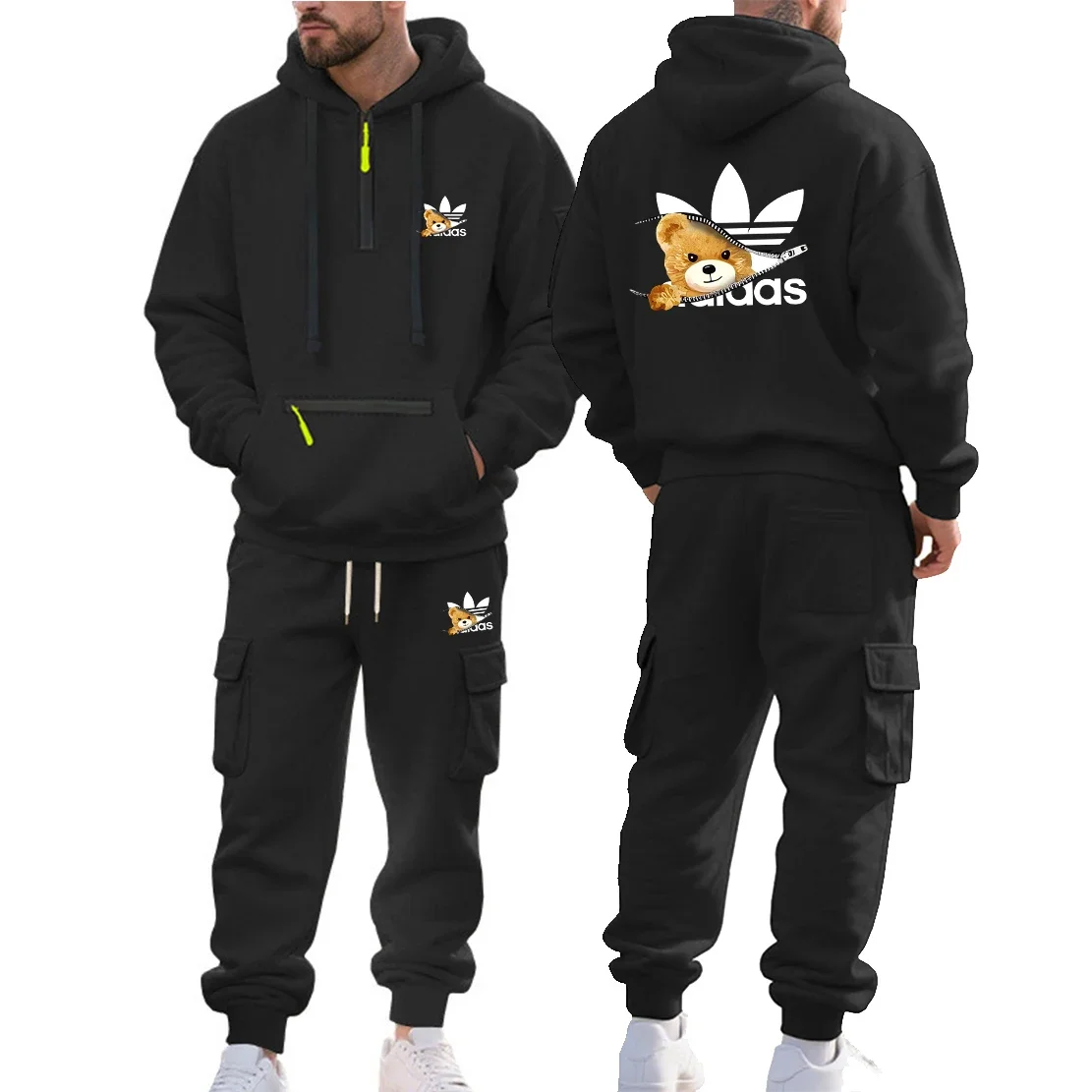 Осенне-зимняя новая мужская бархатная толстовка с принтом - Фотография_6