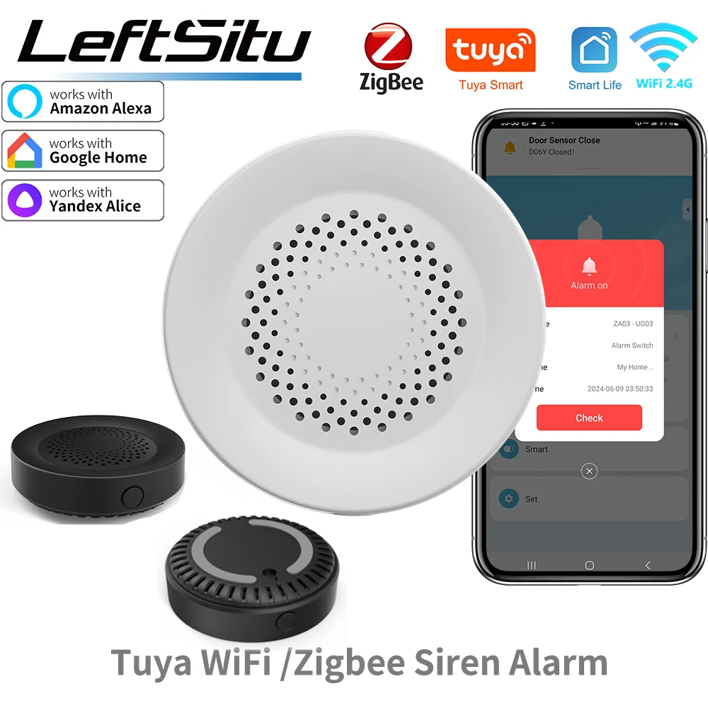 Умная сирена tuya zigbee для домашней безопасности с динамиком 100 дб