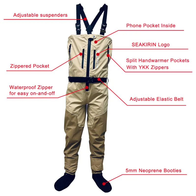 Дышащие вейдеры для рыбалки на груди с молнией спереди - Фотография_4