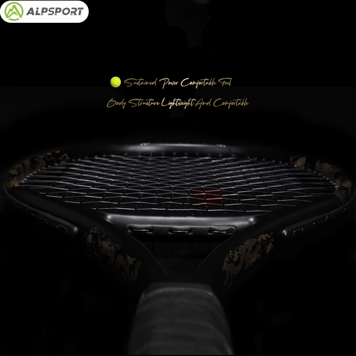 Теннисная ракетка alpsport pro t800 — углеродное волокно 18 карат с сумкой - Фотография_5