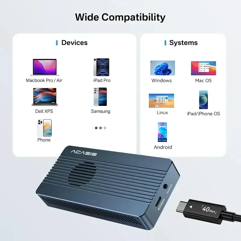 Корпус ssd acasis 40 гбит/с usb 4 с охлаждающим вентилятором - Фотография_4