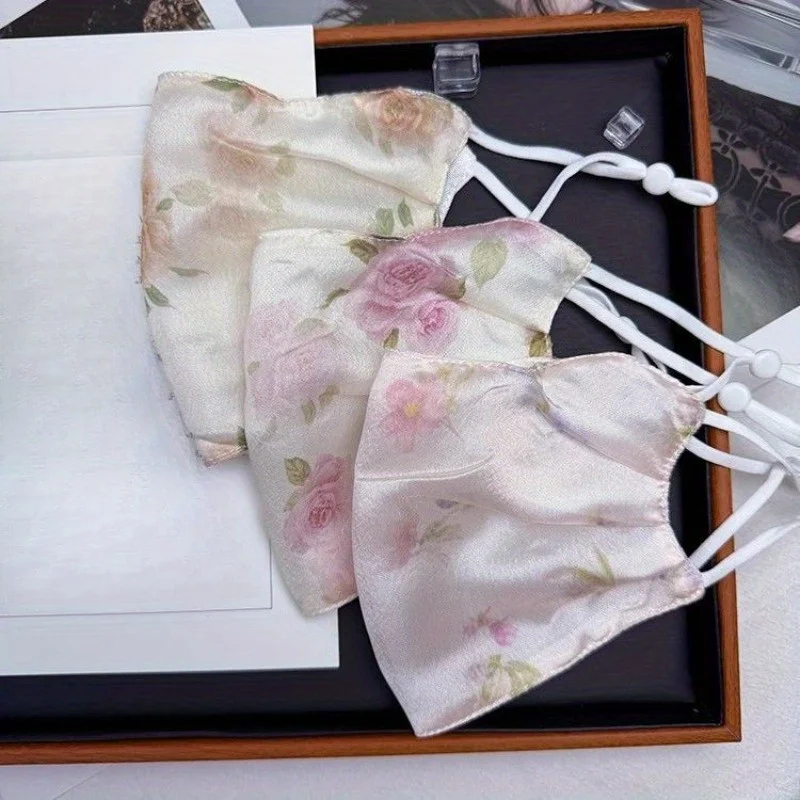 Женская солнцезащитная маска для лица с цветочным принтом