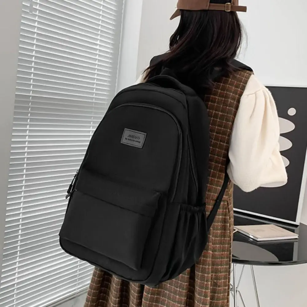 Износостойкий однотонный школьный рюкзак для ноутбука - Фотография_3