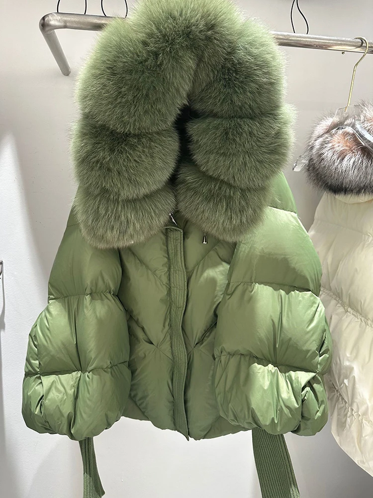 Зимний пуховик с капюшоном из натурального большого мехового воротника - Фотография_2