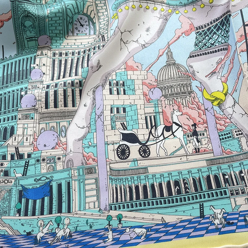 Роскошный дизайнерский шелковый шарф с лошадью - Фотография_4