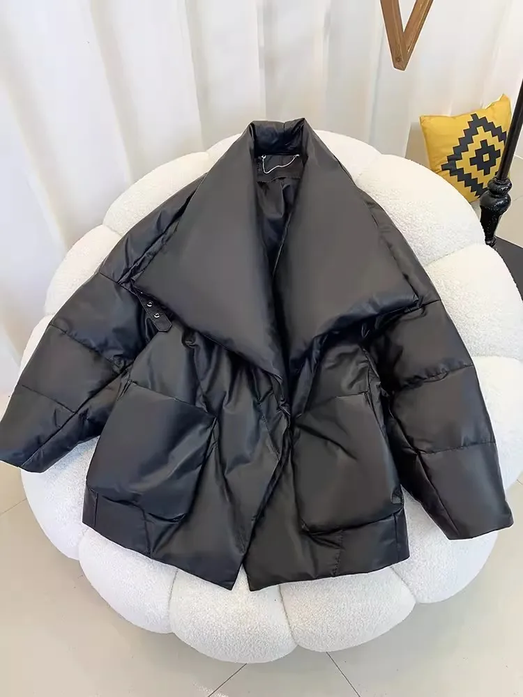 Матовое женское пуховое пальто из натуральной кожи - Фотография_5