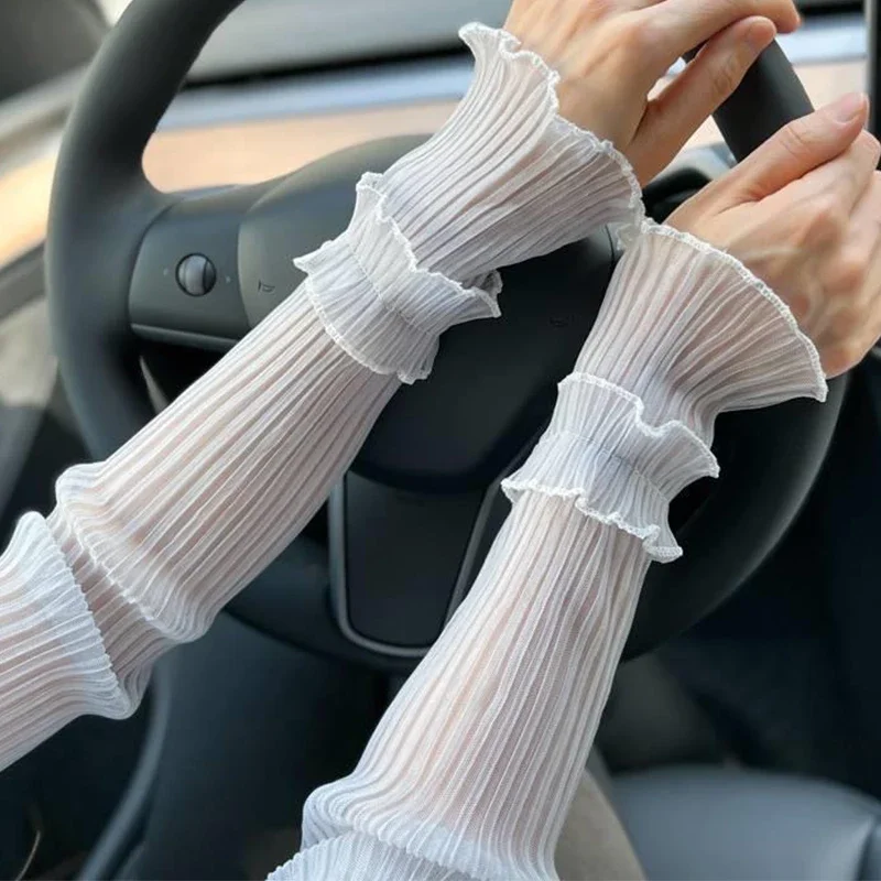 Летние длинные перчатки без пальцев