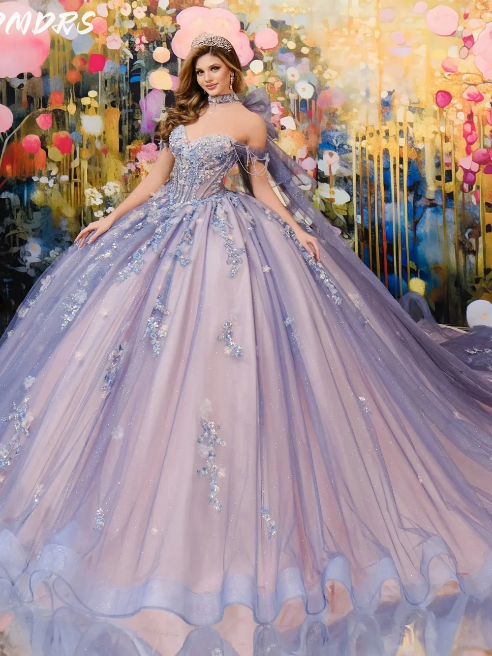 Романтическое платье quinceanera с открытыми плечами - Фотография_4
