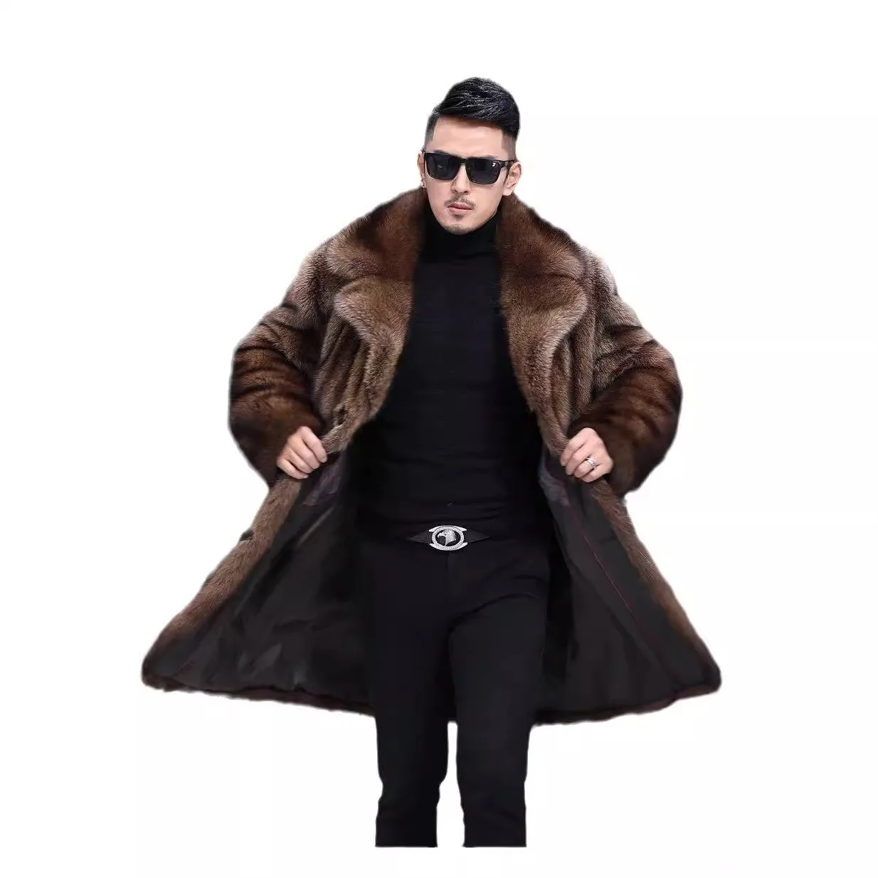 Мужское пальто из искусственной норки с длинными рукавами - Фотография_4