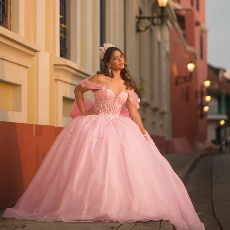 Блестящие розовые платья quinceanera - Фотография_3