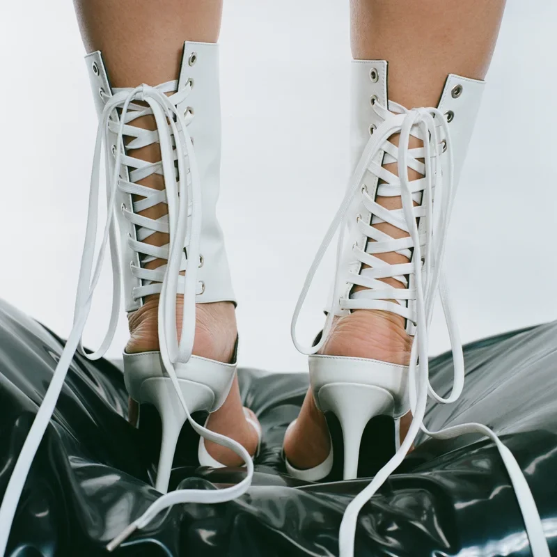 Кожаные сандалии mette one word с ремешком - Фотография_4