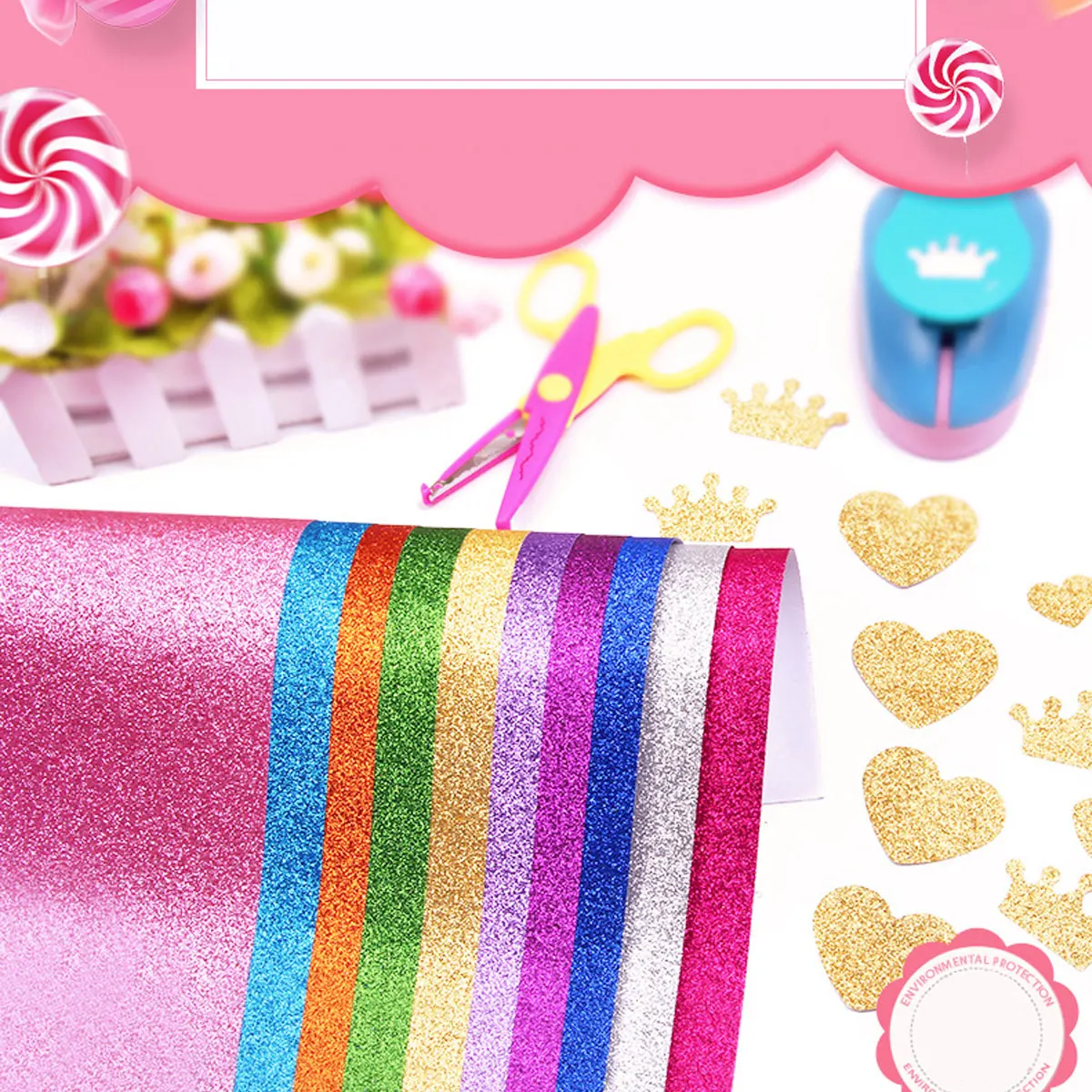 10 листов блестящей картонной бумаги