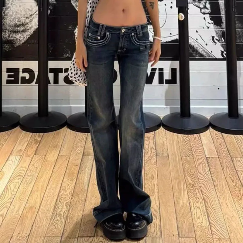 Винтажные женские джинсы с низкой талией high street