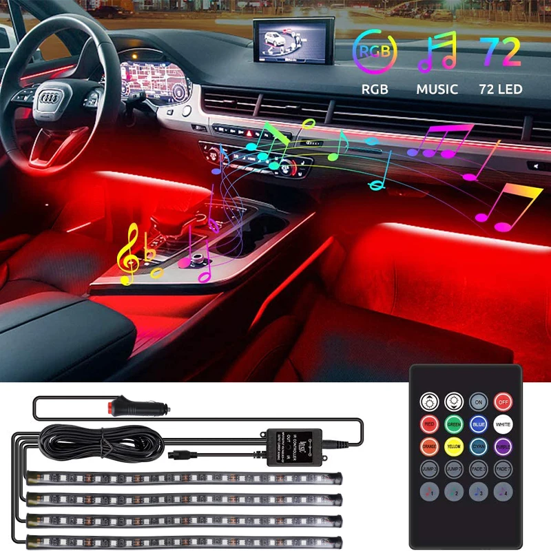 Светодиодный rgb автомобильный ножной окружающий свет с usb-сигаретой - Фотография_4