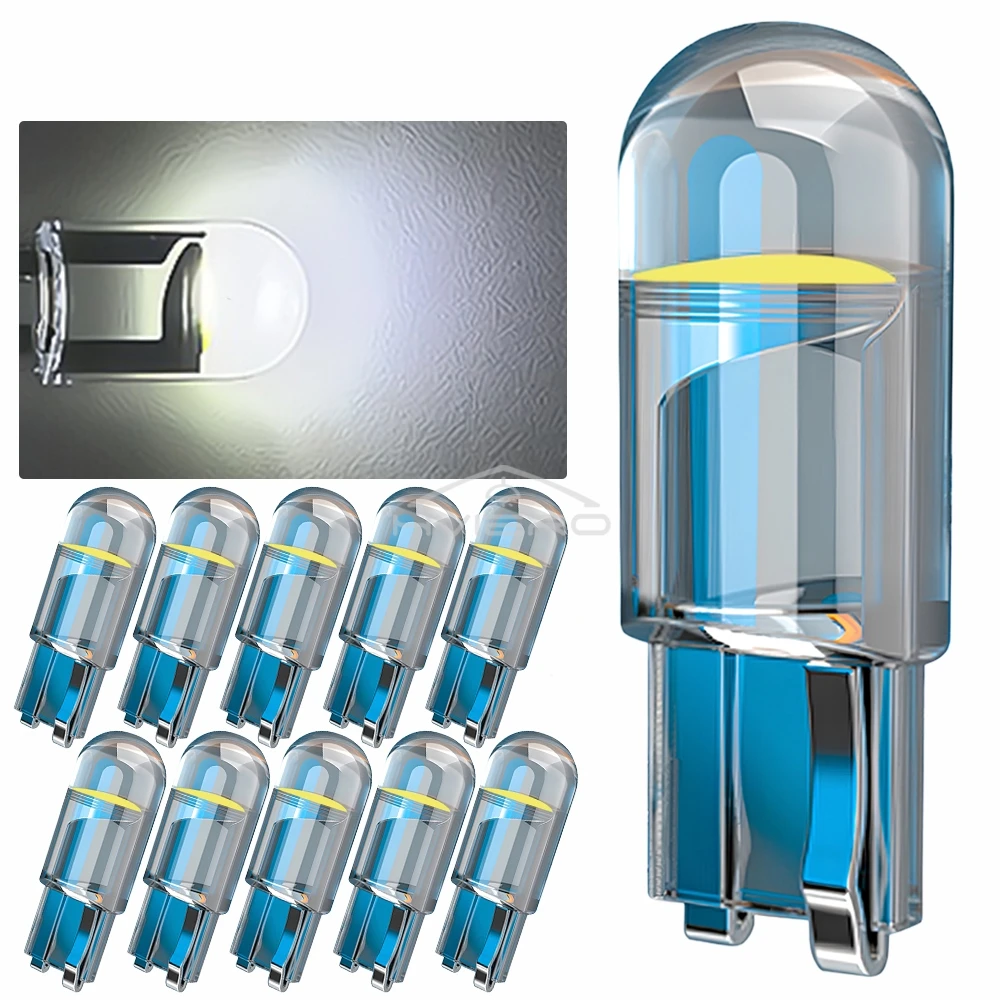 Стеклянные светодиодные автомобильные лампы cob w5w 194 t10 - Фотография_5