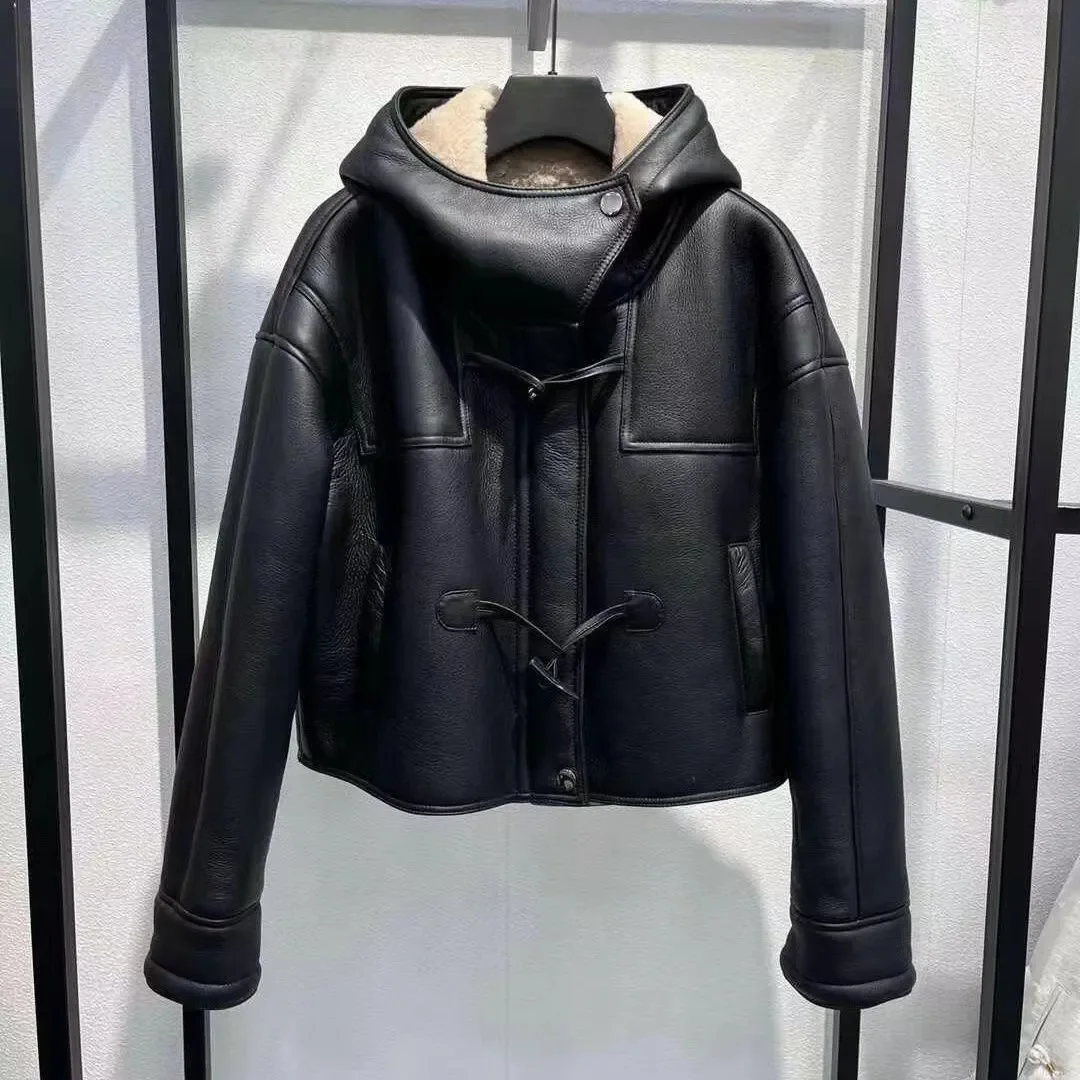 Новинка 202, осенне-зимняя мото куртка из овечьей шерсти - Фотография_3