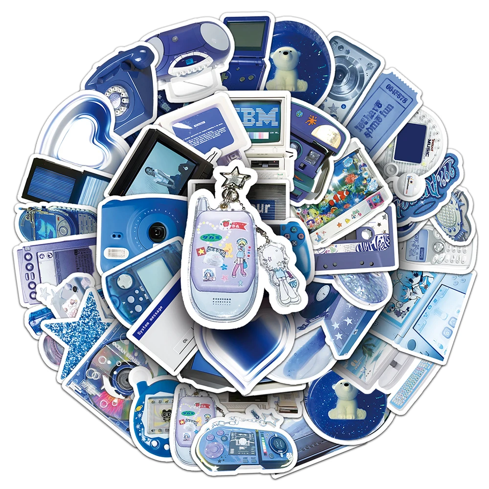 Ретро y2k синие наклейки электронные - Фотография_3