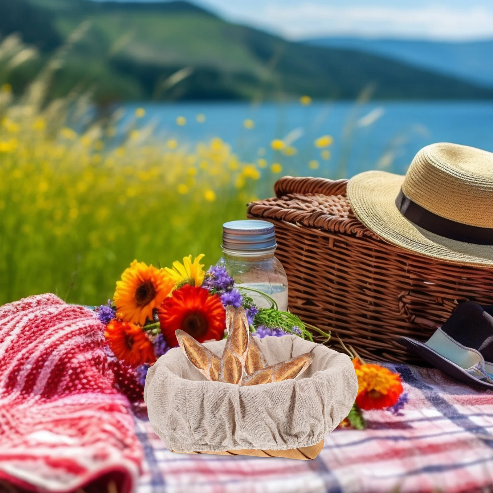 Хлопковые и льняные вкладыши для корзины для хлеба - Фотография_4