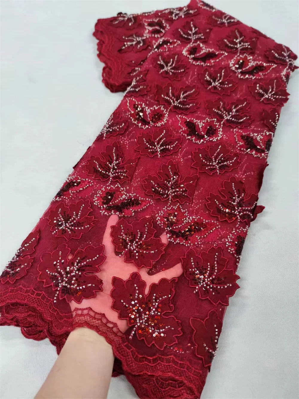 Белая нигерийская кружевная ткань 2024 - Фотография_6