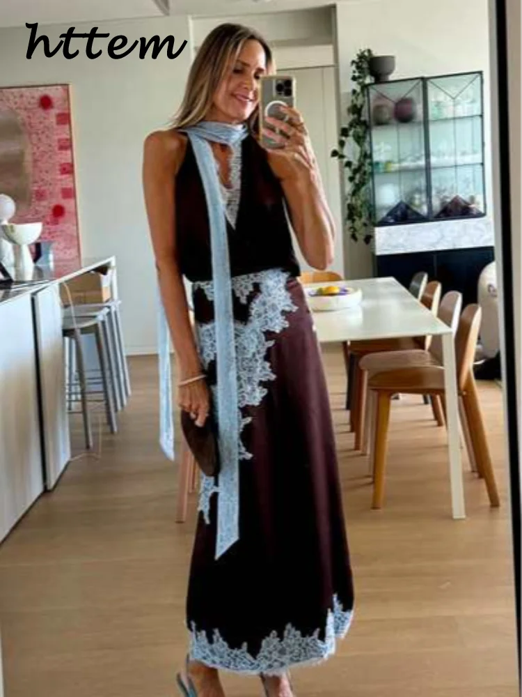 Элегантные кружевные комплекты с длинными юбками контрастного цвета