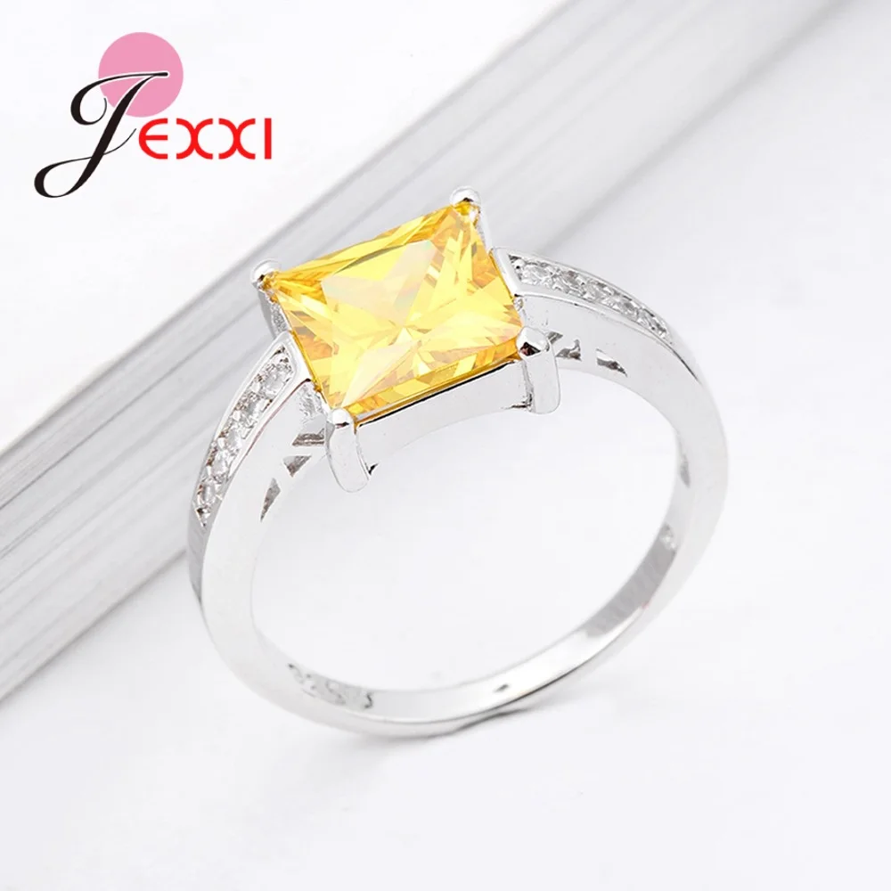 Модные модные женские кольца с блестящим желтым кубическим цирконием - Фотография_5