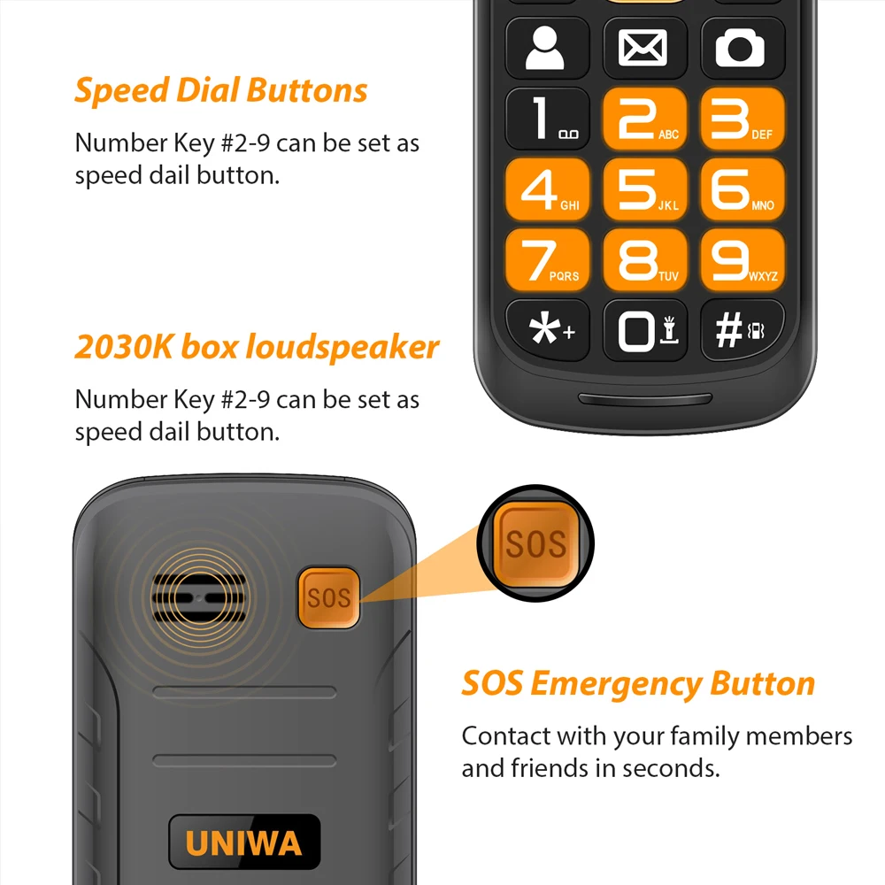 Uniwa v909t 4g раскладной телефон 2 - Фотография_3