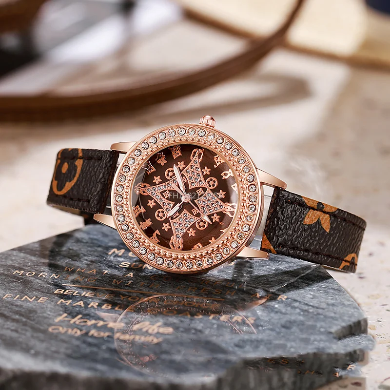 Классические модные кварцевые наручные часы со сверкающими стразами - Фотография_2