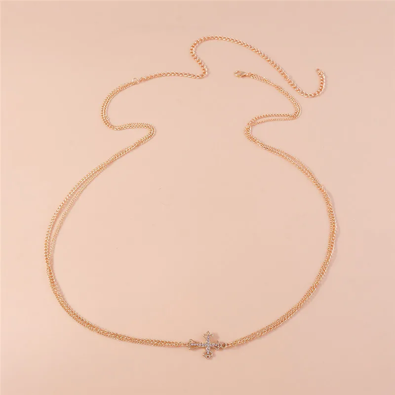 Богемная готическая цепочка с кристаллами и крестом на талии - Фотография_4