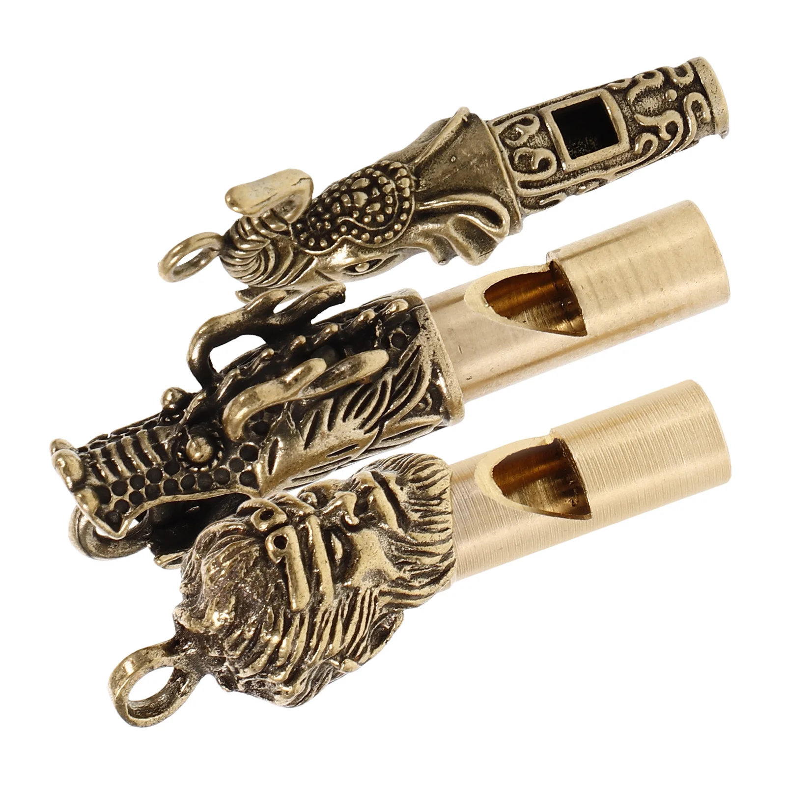 Медный брелок мини портативный аварийный свисток для кемпинга - Фотография_3