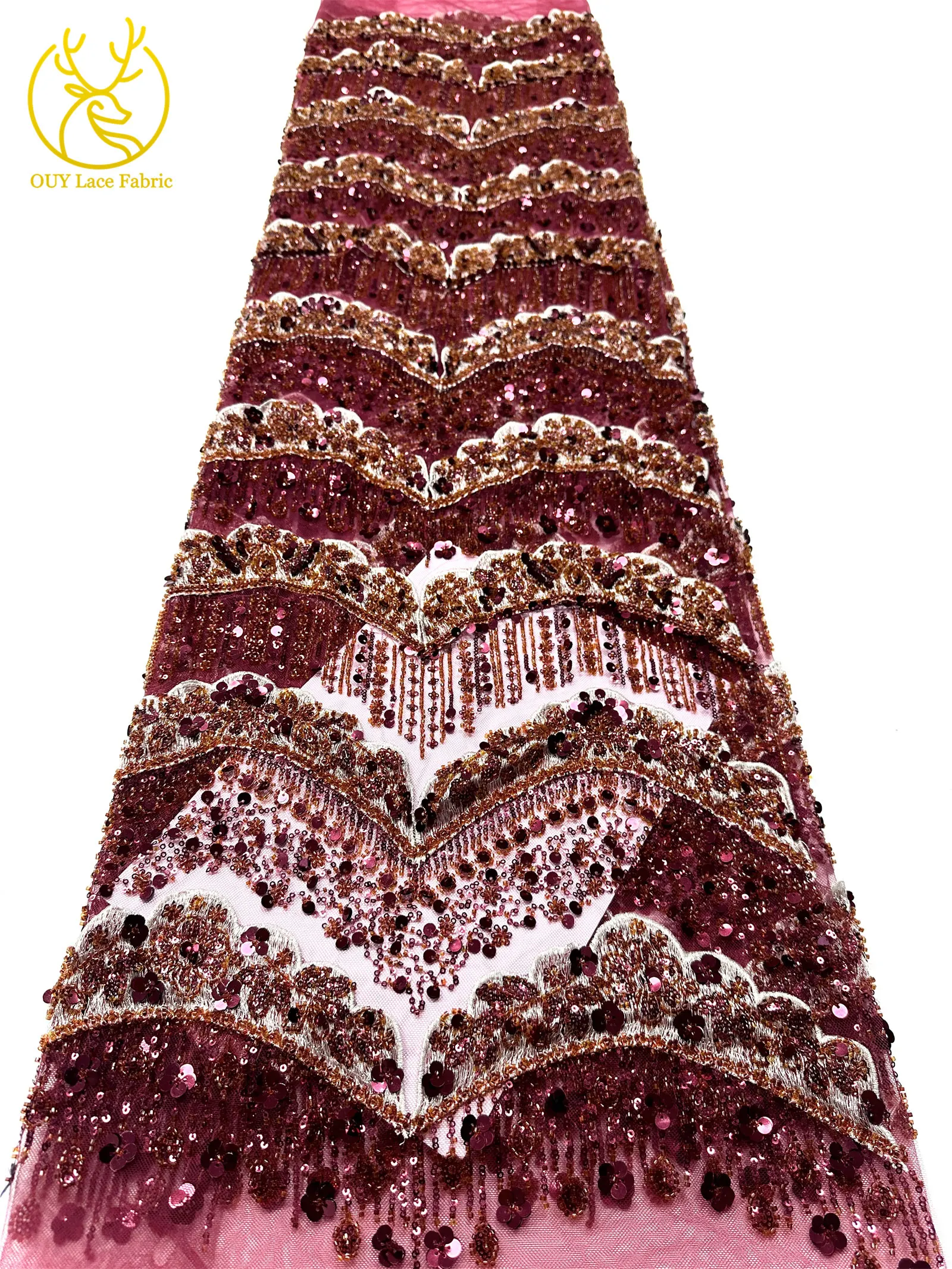 3d роскошная африканская кружевная ткань с вышивкой - Фотография_3