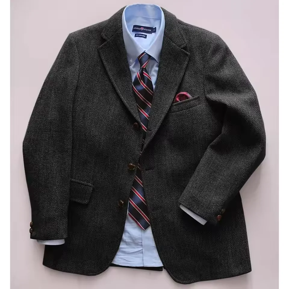 Мужской повседневный пиджак с узором «елочка» - Фотография_2