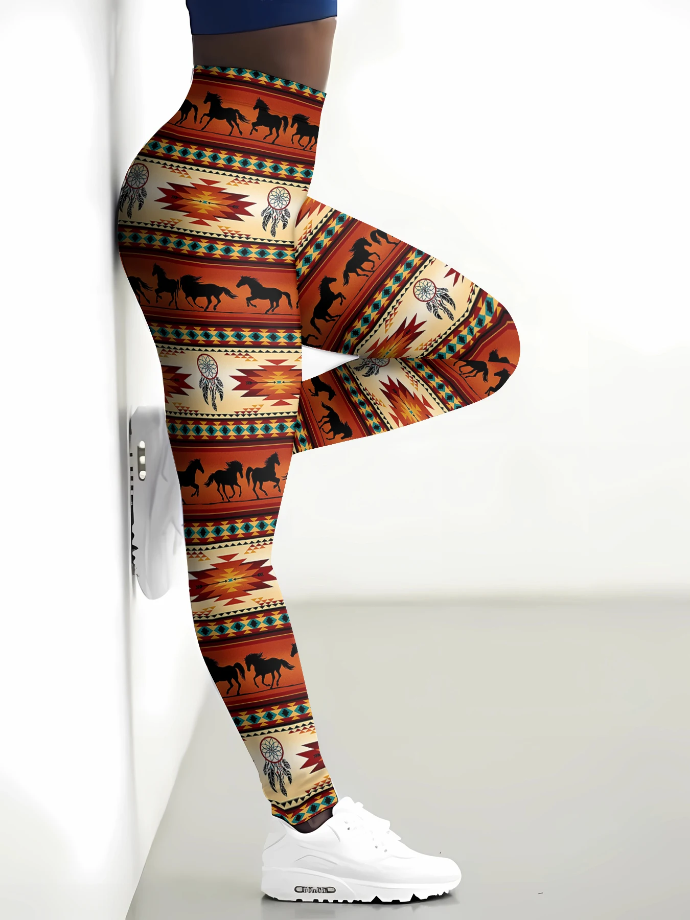 Женские леггинсы с высокой талией и градиентным принтом - Фотография_3