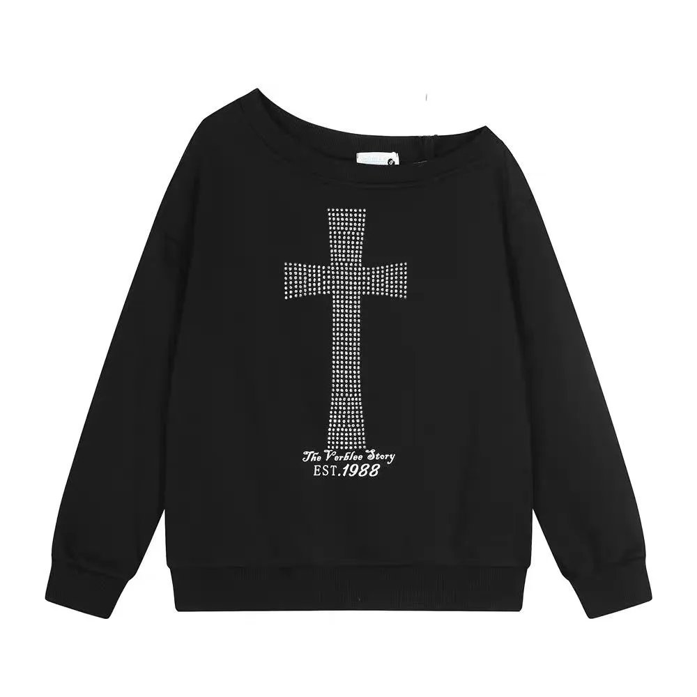 Seeslim толстовки с рисунком на одно плечо и крестом - Фотография_6