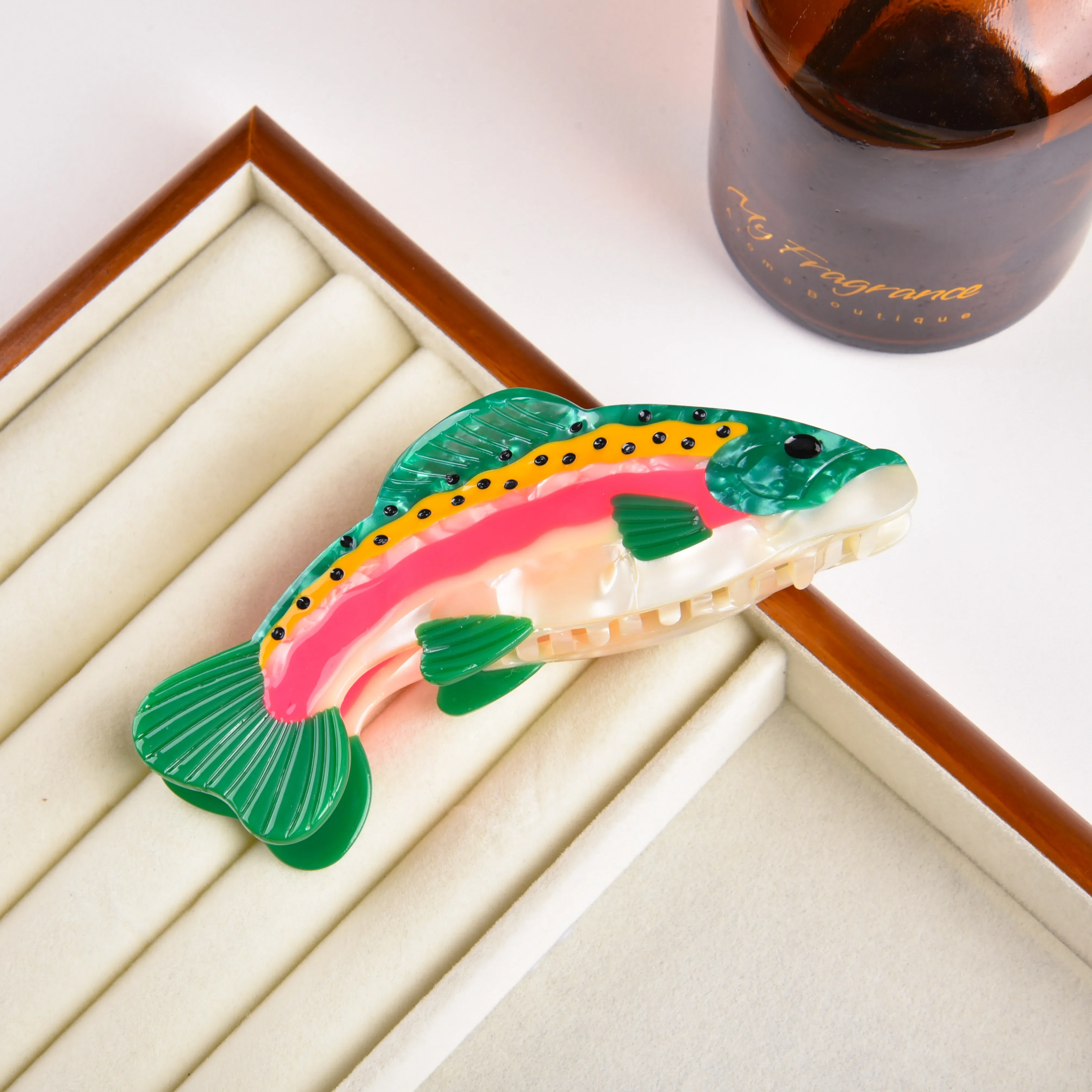 Ds 12 см, большие заколки для волос из зеленой форели - Фотография_3