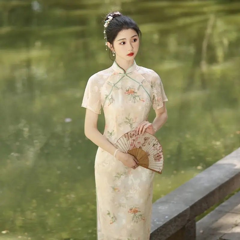 Женское платье-ципао с коротким рукавом - Фотография_3