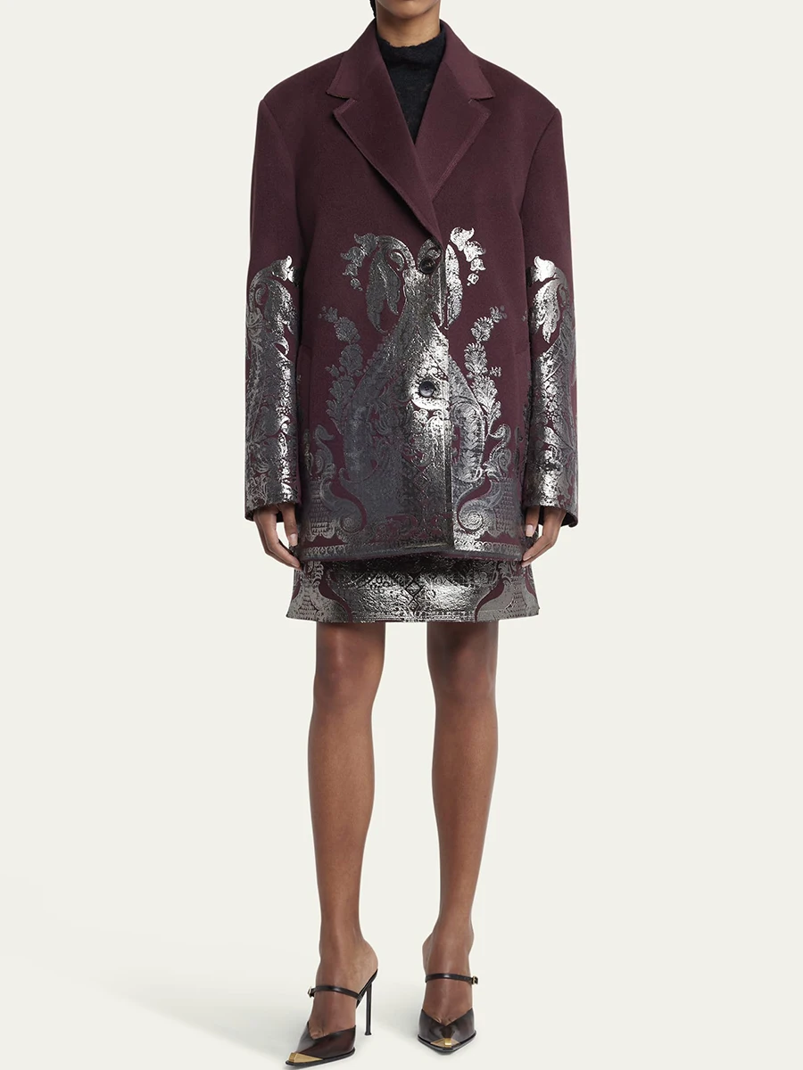 Twotwinstyle бордовые блейзеры с принтом для женщин - Фотография_3