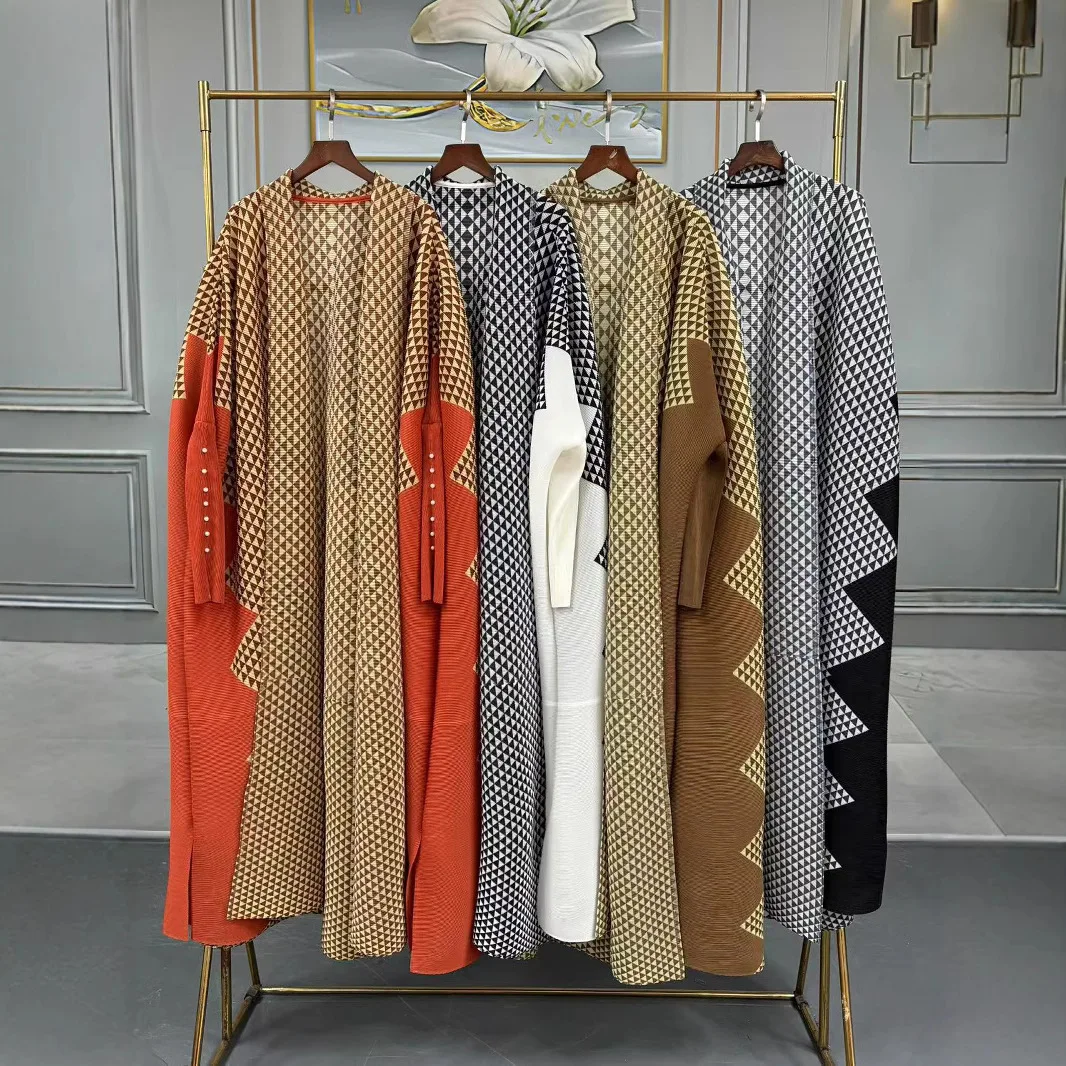 Miyake модный прессованный плиссированный халат с принтом - Фотография_2