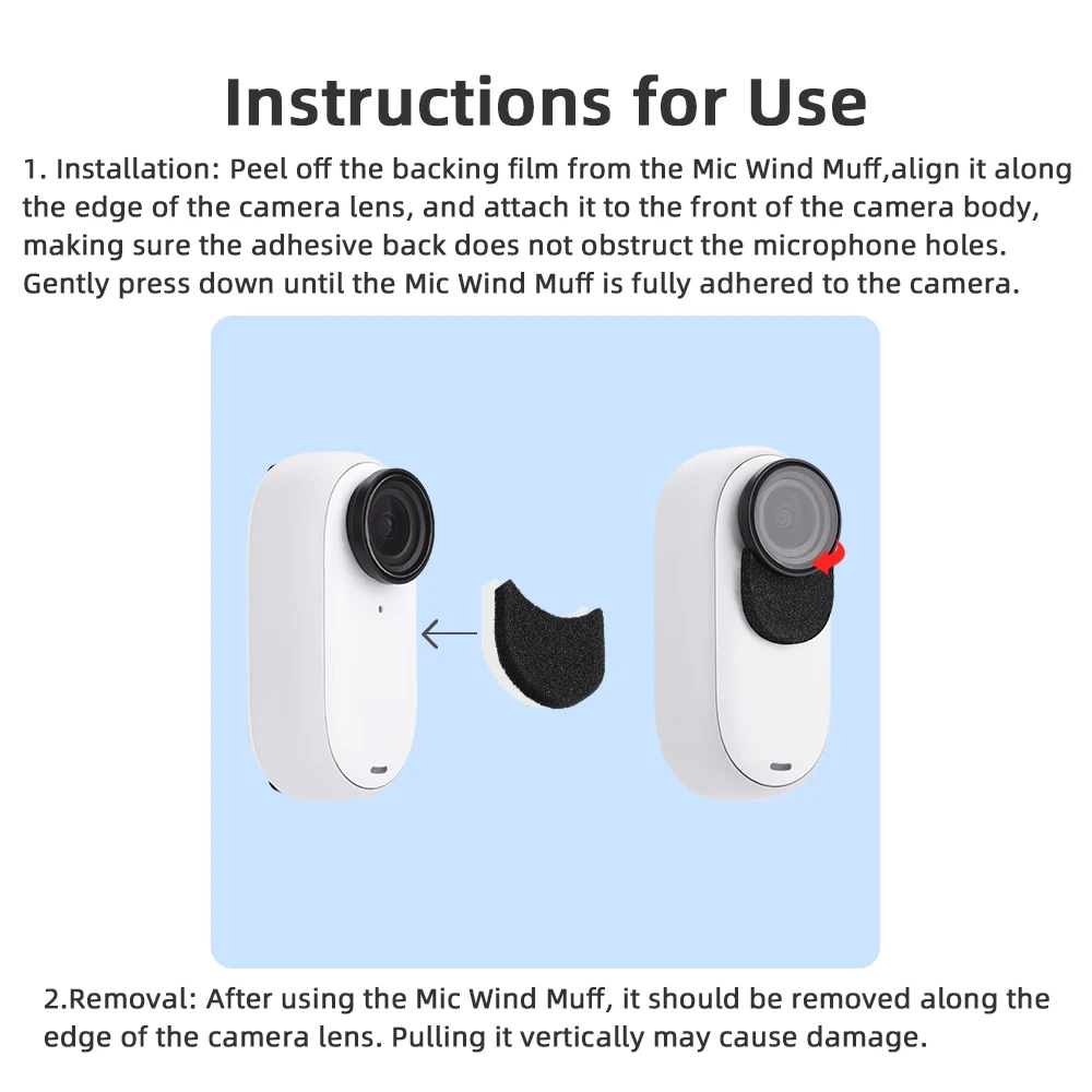Микрофон, ветрозащитный хлопковый аудиокомплект для insta360 go 3/3s - Фотография_6