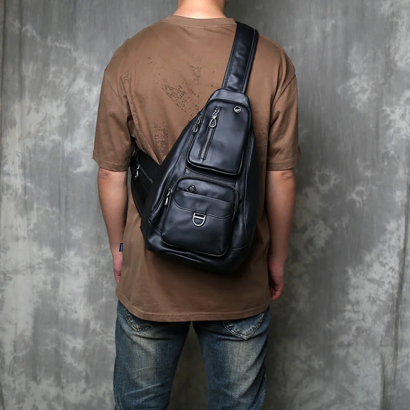 Нагрудная сумка большой емкости из воловьей кожи - Фотография_3